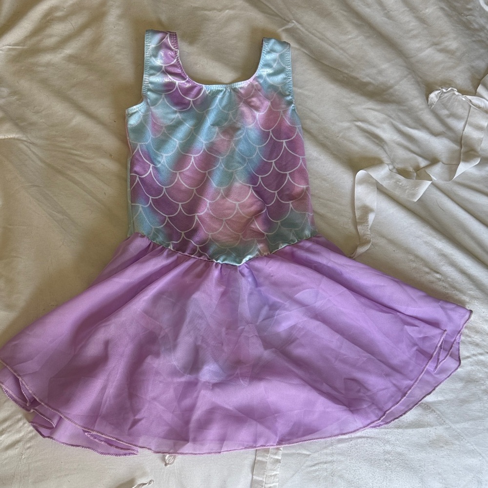 Enchanting Mermaid Kids Dance Leotard - Pastel Purple and Blue